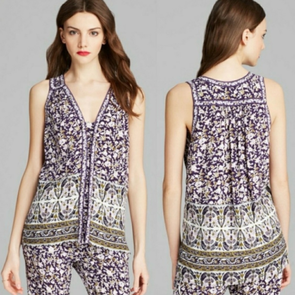 Rebecca Taylor Floral Purple and White Top
